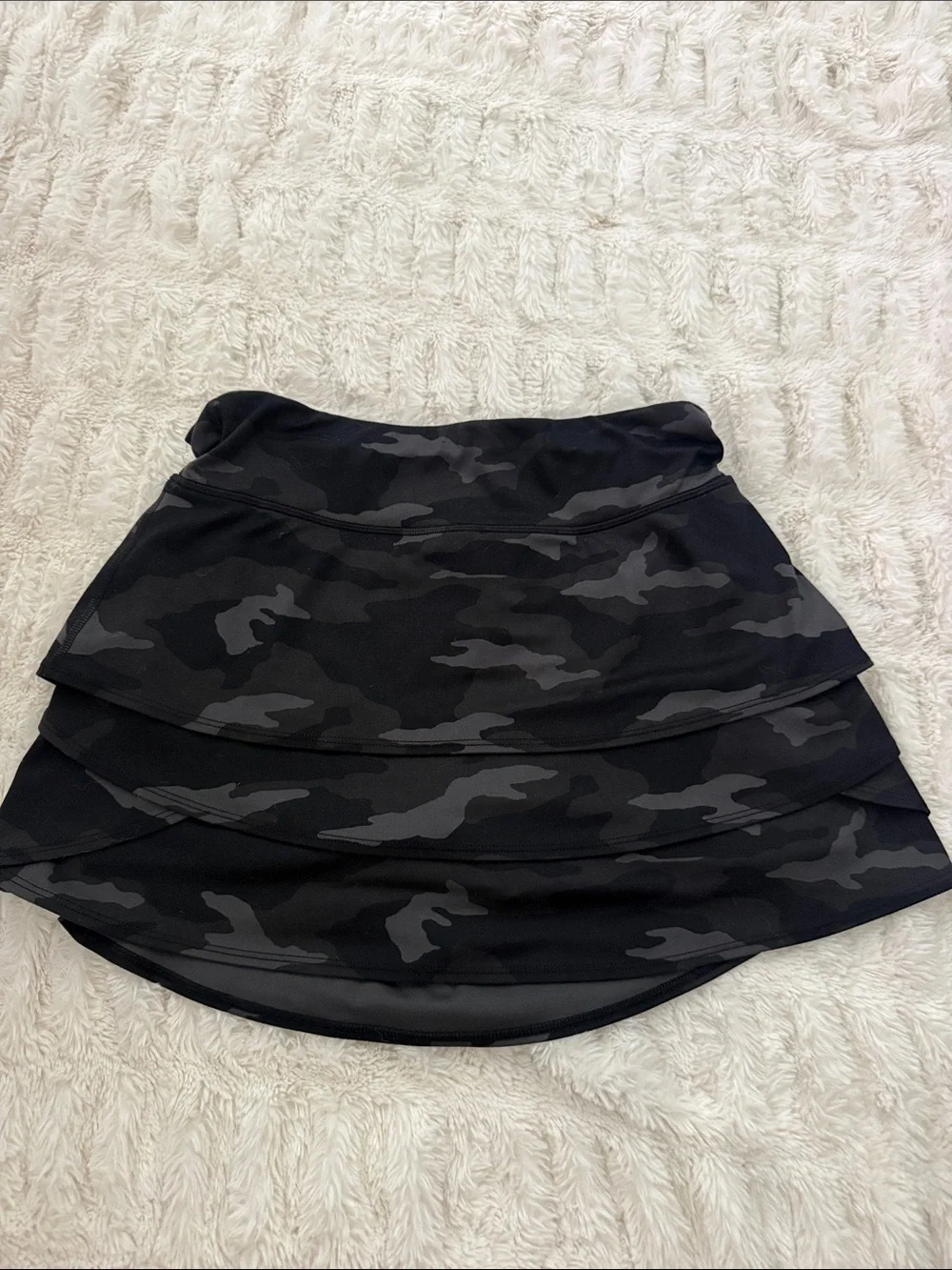 Athleta Black & Charcoal Camouflage Tiered Skirt